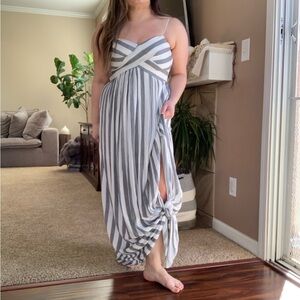 Mustard Seed Black and White Striped Dress